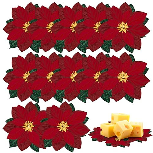 Tenceur 100 Stück Weihnachtsstern Pergamentpapier Käse 15,2 cm Käsepapier Pergament für Weihnachten Party Urlaub Küche Esstisch Charcuterie Boards Essen Servieren Dekoration, doppelseitig