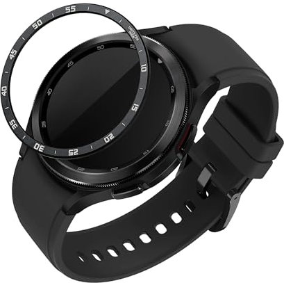 kwmobile Protective Bezel Ring Compatible with Samsung Galaxy Watch 6 Classic 43mm - Aluminum Ring for Smart Watches - Black/Silver
