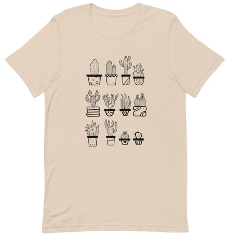 Humorvolle Kakteen-Enthusiasten, Kaktus-Illustration, Vintage-Sukkulenten, weiche Creme, Größe XL