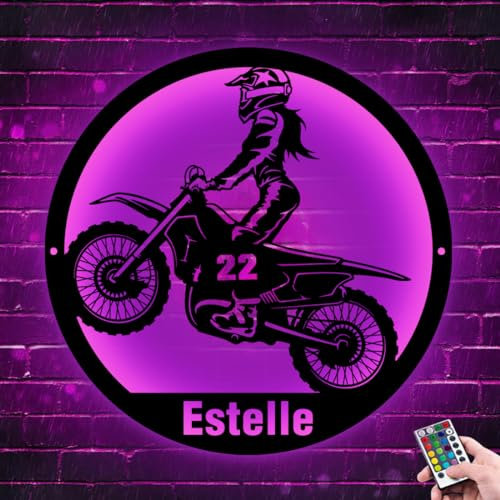 ASD Jewerly Custom Motocross Rider Decor Neon Schild, personalisiertes Motorrad -Metallschild mit LED -Nachtleuchte -Dekor -Wandkunst, Weihnachtsgeburtstag Geschenk
