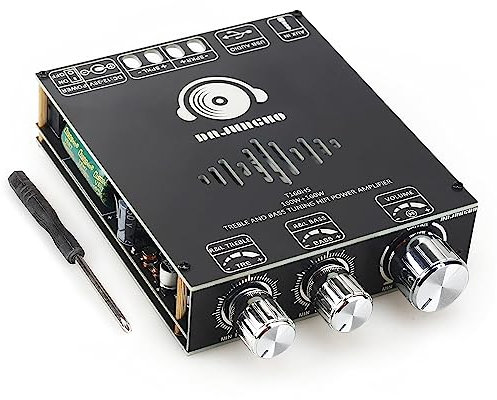 Scheda amplificatore 160W + 160W con controllo di alti e bassi, DC 12-36V, ingressi BT e AUX, scheda AMP stereo 2.0 canali per altoparlanti wireless fai da te