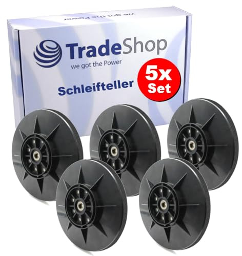 5x Trade-Shop Klett 8-Loch Schleifteller/Haftteller/Stützteller Ø225mm kompatibel mit Einhell TC-DW 225, TE-DW 225 Trockenbauschleifer