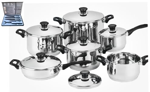 Set Batteria Pentole 12 pezzi in Acciaio 18/10 con coperchi + Set Coltelli in omaggio