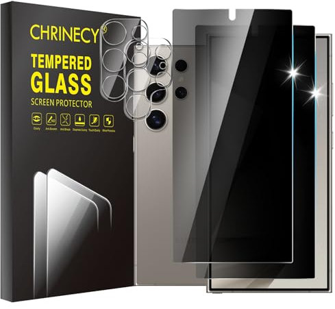 [2+2 Stück] Sichtschutz Schutzfolie Kompatibel mit Samsung Galaxy S24 Ultra Schutzglas und Kameraschutz, 9H Härte Folie, [Anti-Spy Schutzglas] [Kratzfest] [Blasenfrei]