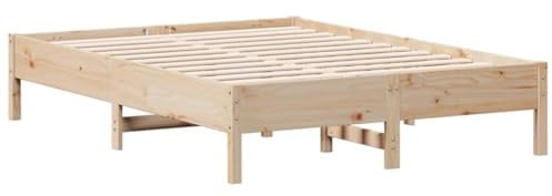 vidaXL Massivholzbett, Holzbett Bett für Schlafzimmer, Bettgestell Bettrahmen mit Lattenrost, Doppelbett Schlafzimmerbett, 120x190cm Kiefer