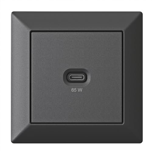 Unterputz USB-Ladestation, USB-C 65 Watt Charger, Mattschwarz