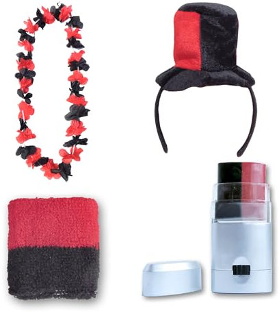 Sonia Originelli Fanset Fanartikel Zylinderhut als Haarreif, Blumenkette, Schminkstift, Schweißband EM WM Fussball Farbe: Albanien