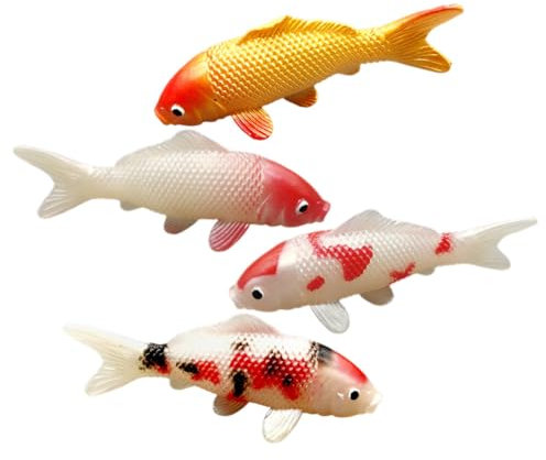 Milisten 4 Stück Realistische Koi Fisch Künstlicher Fisch, dekorativ, Karpfen, Fotografie, Zubehör, Aquarium, Teich, Landschaft, Dekoration