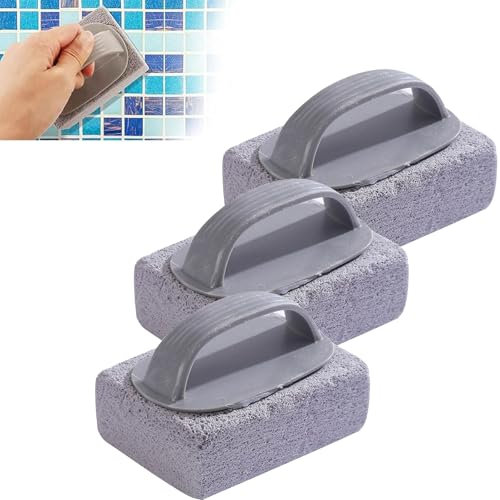 Bimsstein, Bimsstein für Poolreinigung, Schwimmbadfliesenstein für saubere Poolfliesen, magischer sauberer Stein, Scheuerstein für Schwimmbäder (Grau, 3 Stück)