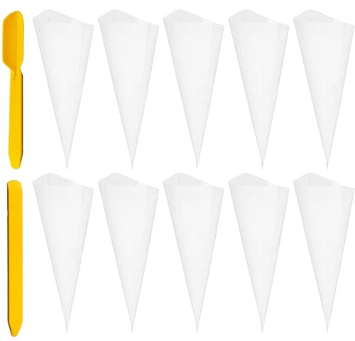PGKDYC 20Pcs Grout Bag with 2Pcs Tile Caulk Tool, Heavy Duty Tip Tear Puncture Resistant Cement Sealer Bag, Clear, Grout Tool for Mortar Cement Tile