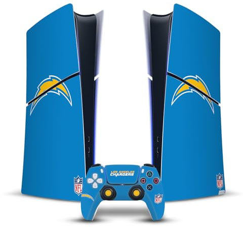 Head Case Designs Offizielle NFL Einfach Los Angeles Chargers Vinyl Haut Gaming Aufkleber Abziehbild Abdeckung kompatibel mit Sony PlayStation 5 PS5 Slim Digital Edition Console & DualSense Controller