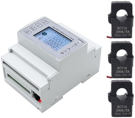 AIRUIXI Energiezähler 3-Phasen-DIN-Schienen-Bidirektionales Energieverbrauchsmessgerät mit Hintergrundbeleuchtung, Ethernet TCP und Stromwandler 100/150/200A TAC4371CT(Meter 100ACT)