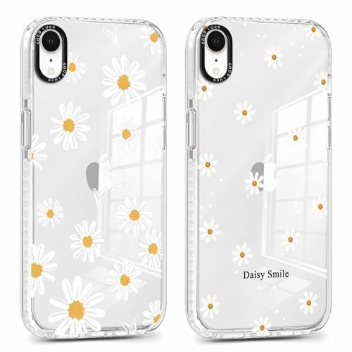 Xylota 2 Stück Transparent Handyhülle für iPhone XR 6,1 Hülle, Durchsichtig Case Muster Aesthetic Blumen Mädchen Frauen Schutzhülle, Weich Silikon TPU Bumper Stoßfeste Cover für iPhone XR,22