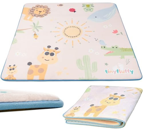 tinyfluffy Alfombra Bebe Acolchada Plegable - 2cm Grosor, 130 * 130cm, Colchoneta Bebe Suelo, Alfombra De Juegos Bebe, Suelo Bebes Acolchado, Tapete Actividades Bebe, Manta Juegos Bebe