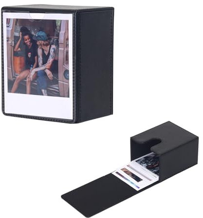 HIYQIN Fototasche für Instax Wide Film, 3,5x4,25 Fotoaufbewahrungsbox passend für Fujifilm Instax Wide 400/300/210, Bildhalter für Polaroid 600/I-Type/OneStep2 Sofortbildfilm - Schwarz