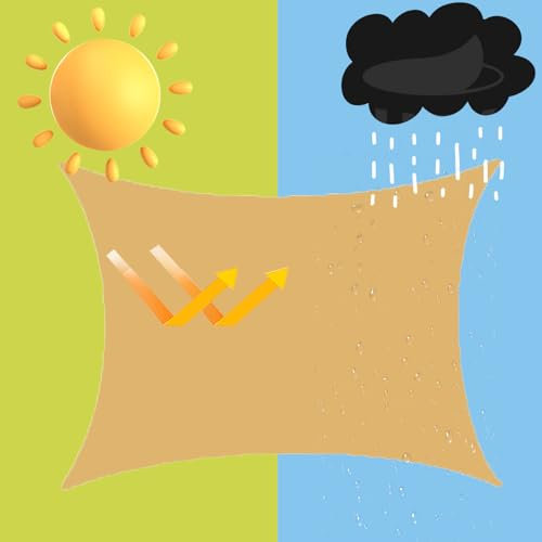 Toldo parasol cuadrado transpirable de 3 x 3 m para patio, patio trasero, césped y jardín, protección UV, color arena