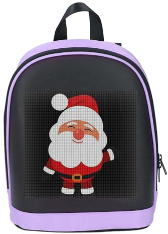Yechiry LED-Rucksack mit Lebendigem LED-Bildschirm, Programm und Anzeige von Text, Animationen oder Bildern, Lila Rahmen, Gefertigt aus Robusten Materialien für den Täglichen Gebrauch,