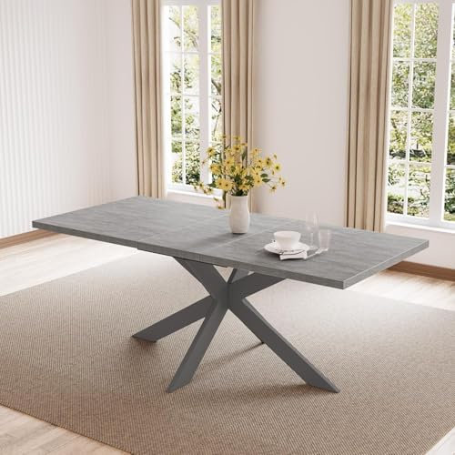 jiexi Extendable Dining Table and Chairs Set, Modern Dining Room Table Extending and Chairs 4-6 Seater, MDF Plate Suitable for Living Room, Kitchen, Length 130-170cm