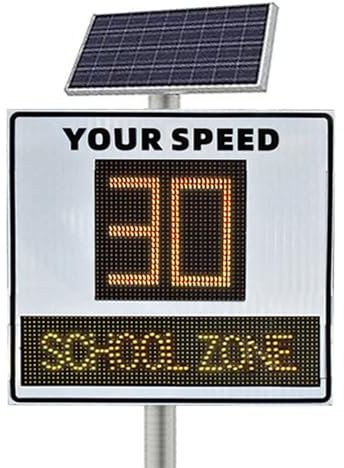 HLHGSFSRV Panneau de rétroaction Radar à énergie Solaire 31,5 x 31,5, Panneau de limitation de Vitesse pour Zone Scolaire Panneau d'affichage de Vitesse réfléchissant en Aluminium