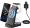 Chargeur Induction,Station de Charge sans Fil 3 en 1 (avec Adaptateur 18W) Station de Charge Compatible avec iPhone 16/15/14/13/12 Pro/ProMax,Apple Watch Ultra/10/9/8/7/6/5/4/SE,AirPods Pro Noir