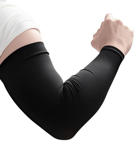 Mewflew Manchettes Rafraîchissantes Avec Protection Solaire – Manches En Soie Glacée Anti– Couvre-Bras Respirants, Légers Et Extensibles Pour Le Sport, La Conduite, La Course & Le Cyclisme (black)