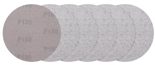 sourcing map 6 Mesh Sanding Disc 50Pcs 180Grit Aluminum Oxide Dust Free | Drywall Sandpaper Hook and Loop Sander Pads for Drywall Putty Floor
