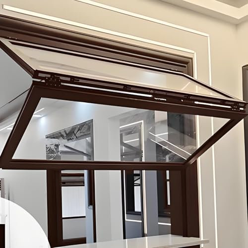Finestra scorrevole in alluminio su misura per cucina aziendale, design pieghevole verticale a doppia anta con vetro rinforzato per uso in carrozza ristorante, bar, snack bar(WxH 37.4x37.4in/95x95cm)
