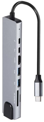 Hanstore 8 in 1 USB C Hub, USB C Adapter with 100W PD, 4K 30Hz HDMI, USB-A 3.0, USB-A 2.0, SD/TF Card Reader, USB C Data Port & 100M RJ45 Port for Smartphones/Laptops/Pad/Switch and More
