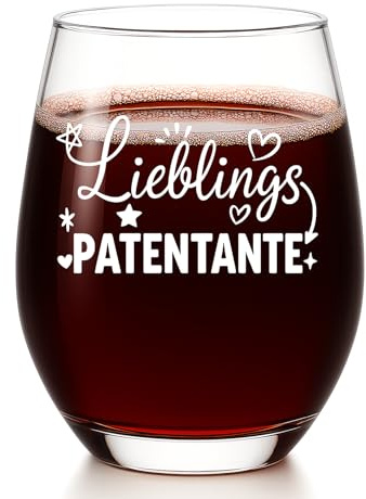 Diztoud Patentante Geschenk, Lustig Weinglas mit Spruch Lieblingspatentante, Personalisierte Geschenke für Beste Patentante, Tante Geschenke zum Weihnachten, Geburtstag Muttertag, 550ml Weingläser