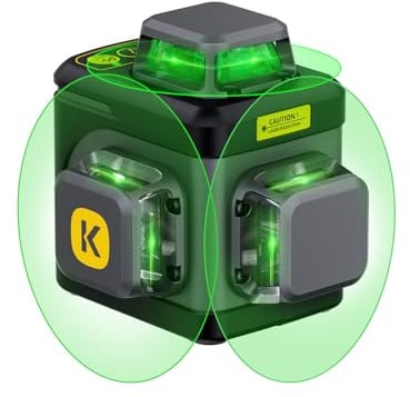 Fanttik D12 Ace Laser Level 360 Self Leveling, 3x360° Rechargeable 3D Green Cross Laser, Outdoor Pulse Mode, IP54 Durable, Easy to Use for Construction and Picture Hanging