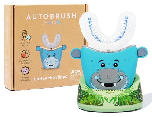 autobrush Elektrische Zahnbürste für Kinder – nur ADA-akzeptierte U-förmige Zahnbürste, klinisch nachgewiesen bis zu 5,1 x bessere Reinigung, 30 Sekunden, Vollmund, 360° Abdeckung, LED-Lichter, Musik