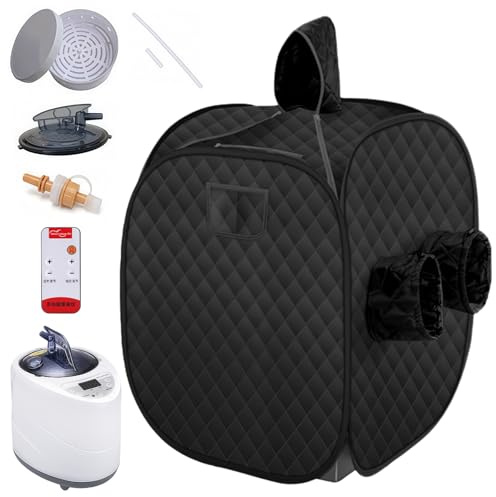 Tragbare Dampfsauna, Sauna für Zuhause 1 Person, für Zuhause Mini Mobile Home Sauna Generator, 2L Dampfsauna für Zuhause, mit Saunazelt und Fernbedienung (Sauna Dampfgenerator + Abdeckung)
