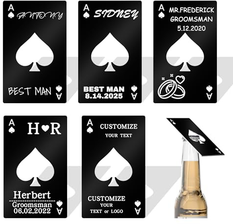 Personalised Ace of Spades Bottle Opener Bulk,Pack 5-80 Custom Poker Card Bottle Openers with Your Text/Logo,Stainless Steel Wallet Beer Openers Party Favors for Bar,Wedding,Promotion,Gift (Black)