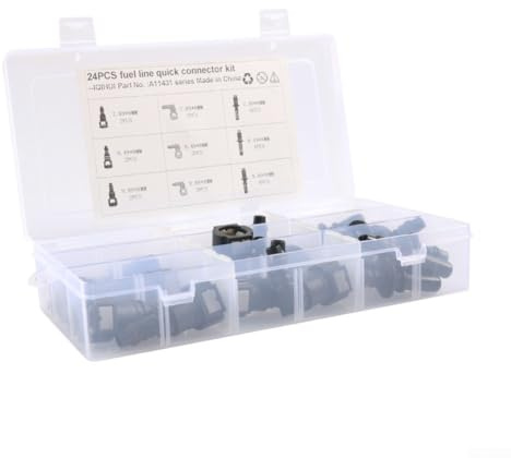 Kit di riparazione rapida per tubo del carburante, 24 pezzi, con raccordi maschio e femmina per tubi diesel in ABS, 7,89 mm, 9 mm, 9,89 mm (5/16, 3/8, SAE10), compatibile con vari sistemi di