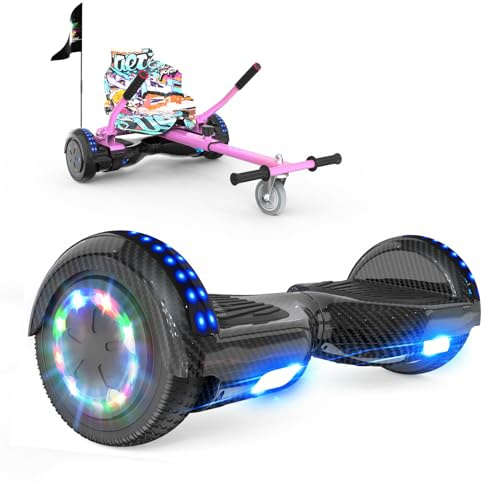 RCB Hoverboards mit Sitz Hoverkart komplett für Kinder, Skateboard mit Set, Hoverboards mit LED Lichtern und Bluetooth, Geschenk für Kinder