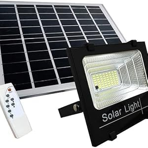 MF artSHOP Faretto LED 400W Solare da Esterno con Telecomando, Pannello Fotovoltaico, Lampada IP67 Impermeabile, 120 LED SMD2835, Materiale ABS e Acrilico, Controllo Intelligente