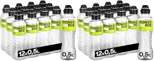 Powerade Active Water Zitrone-Limette - kalorienfreies, zuckerfreies Erfrischungsgetränk mit Vitamin B3 und B6 - Sportgetränk mit Mikronährstoffen in Einweg Flaschen (12 x 500 ml) (Packung mit 2)