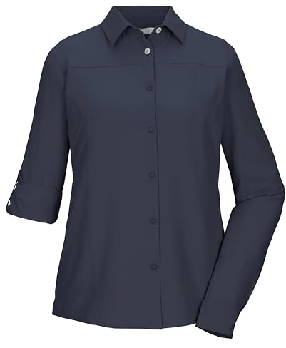 killtec Damen Funktionsbluse/Bluse mit krempelbaren Ärmeln KOS 61 WMN WVN SHRT, Nachtblau, 40, 43780-000
