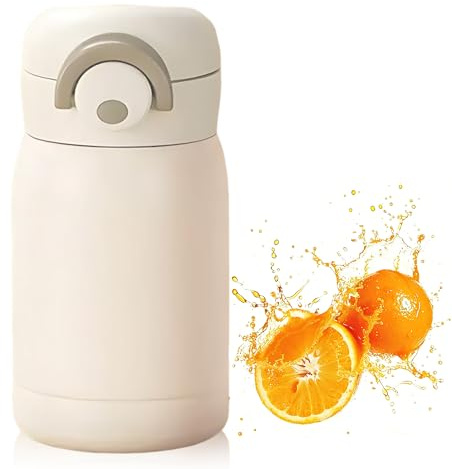 DDUP Small Water Bottle 350ml, Mini Lightweight Flask for Hot and Cold Drinks, One-Hand Open, Leak-Proof Lid, Secure Lock, Dishwasher Safe, Portable (Off-white/350ml)