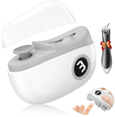 Coupe-ongles électrique 2026 - 3 vitesses - Avec polissage - Avec LED - Coupe-ongles automatique - Pour ongles des pieds - Blanc