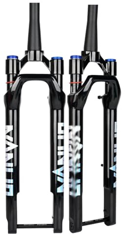700C Gravel Bici Da Strada Forcella Ammortizzata Corsa 60mm XC Forcellas Anteriore Aria Tubo Conico 1-1/2'' Forcella Per Bicicletta Freno A Disco Blocco Manuale 100*12mm Perno Passante(Schwarz)