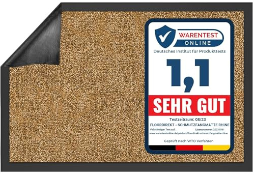Floordirekt Schmutzfangmatte Rhine - waschbare & leistungsstarke Fußmatte - Sauberlaufmatte mit Rutschfester Rückseite - Türmatte für den Eingangsbereich (Beige, 200 cm x 300 cm)