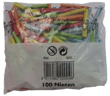Wolf & Appenzeller 220100 - Röllchenlose Nieten, 100 Stück, bunt