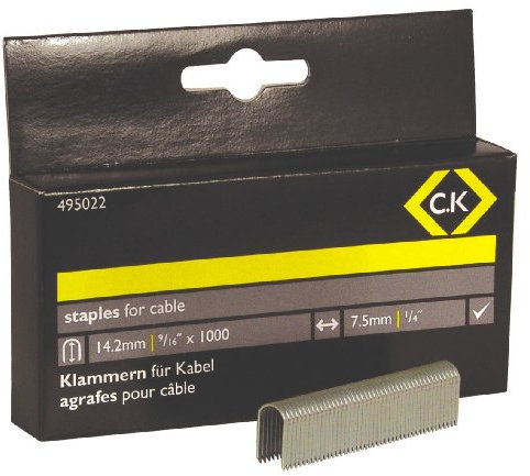 C.K 495022 7.5 x 14.2 mm Cable Staples - Silver (Pack of 1000)