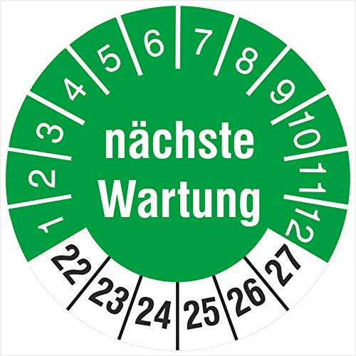 1000 Prüfplaketten nächste Wartung 30 mm Prüfetiketten 2026-2031