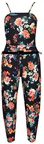 A2Z 4 Kids Girls Jumpsuit Stylish Floral Leopard & Tribal Print Playsuit - Jumpsuit Black Floral 11-12