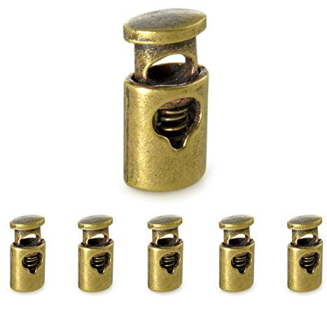 Ganzoo Set elegante in metallo argentato – Fermacorda/cordoncino (forma dritta/1 foro) per corde, giacche, etc. In metallo, di marca, bronzo, 5 pezzi