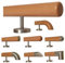 Buche Holz Treppe Handlauf Geländer Griff gerade Edelstahlhalter, Länge 30 - 500 cm aus einem Stück / zum Beispiel Länge 200 cm mit 3 gerade Halter - Enden =Radius gefräst