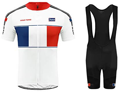 UGLY FROG Herren Radtrikot Set, Atmungsaktiv Quick-Dry Kurzarm Radsport-Shirt + Gel Gepolsterte Shorts