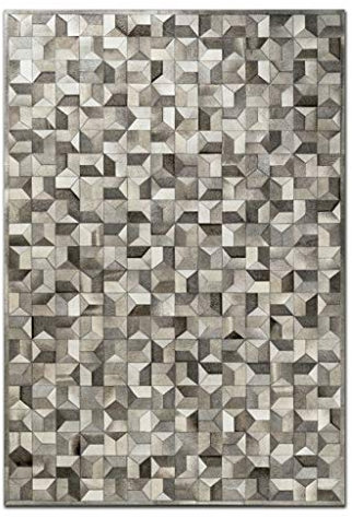 Kuhfell Teppich Patchwork grau Quadrat Pelz Teppiche für Wohnzimmer Schlafzimmer Kinder-Zimmer Modern Geometrische Design Home Decor